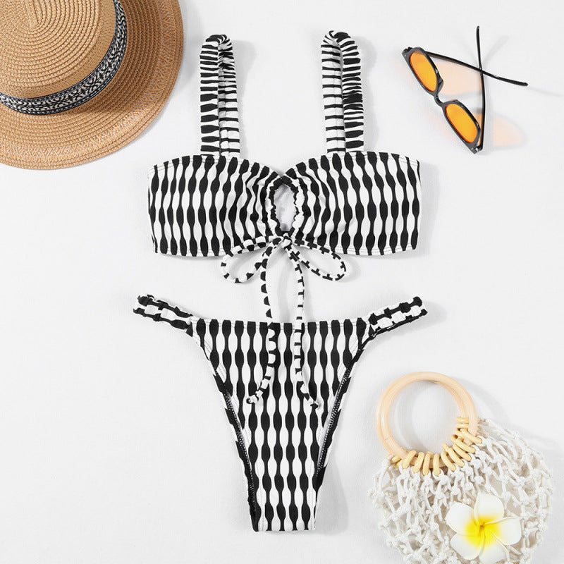 Damen Triangel-Bikini mit modischem Wickel-Design und verstellbaren Trägern R&B