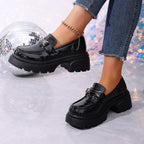Damen Chunky Loafers mit glamourösem Krokodil-Design und komfortabler Plattform EB