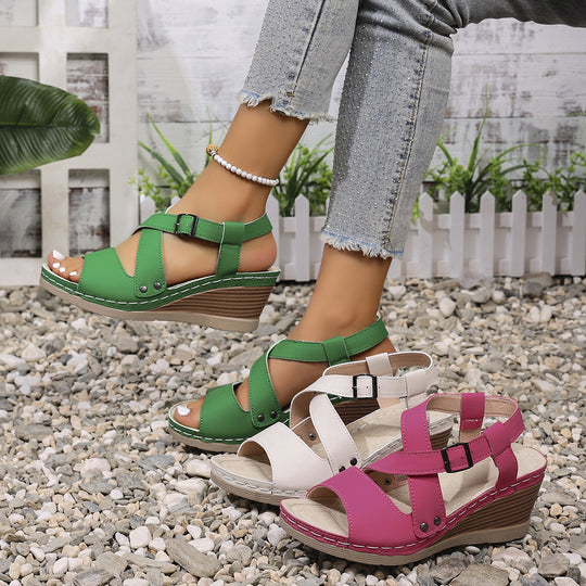 Damen Wedge-Sandalen mit verstellbarem Riemendesign und komfortabler Sohle R&B