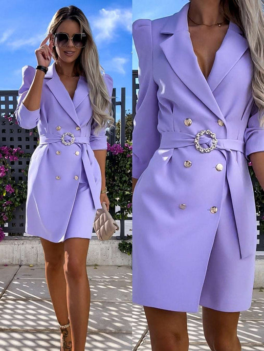 Damen Blazer Kleid mit tailliertem Schnitt und glamourösem Knopfdetail R&B