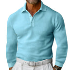 Herren Luxuriöses Langarm-Polohemd mit strukturiertem Design und modernen Details R&B
