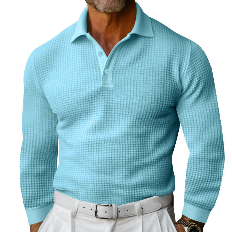 Herren Luxuriöses Langarm-Polohemd mit strukturiertem Design und modernen Details R&B