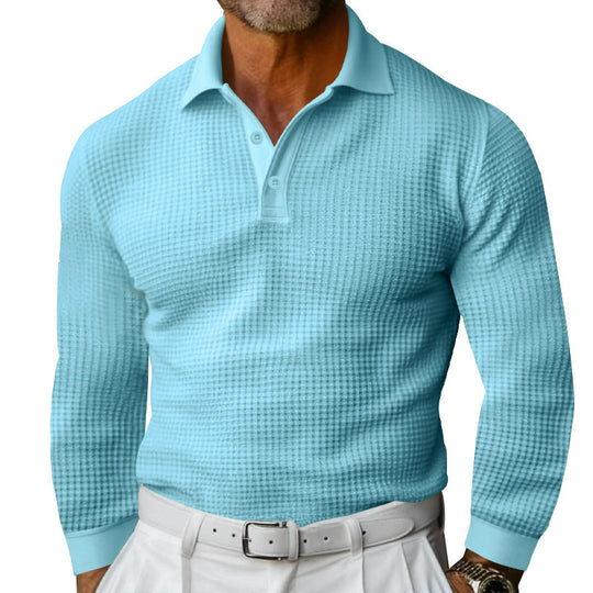 Herren Luxuriöses Langarm-Polohemd mit strukturiertem Design und modernen Details R&B