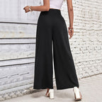 Damen Weite Hose mit eleganten Falten und hochwertigem Taillengürtel R&B