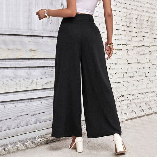 Damen Weite Hose mit eleganten Falten und hochwertigem Taillengürtel R&B