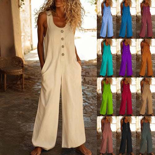 Damen Jumpsuit mit floralem Muster und Knopfdetails R&B