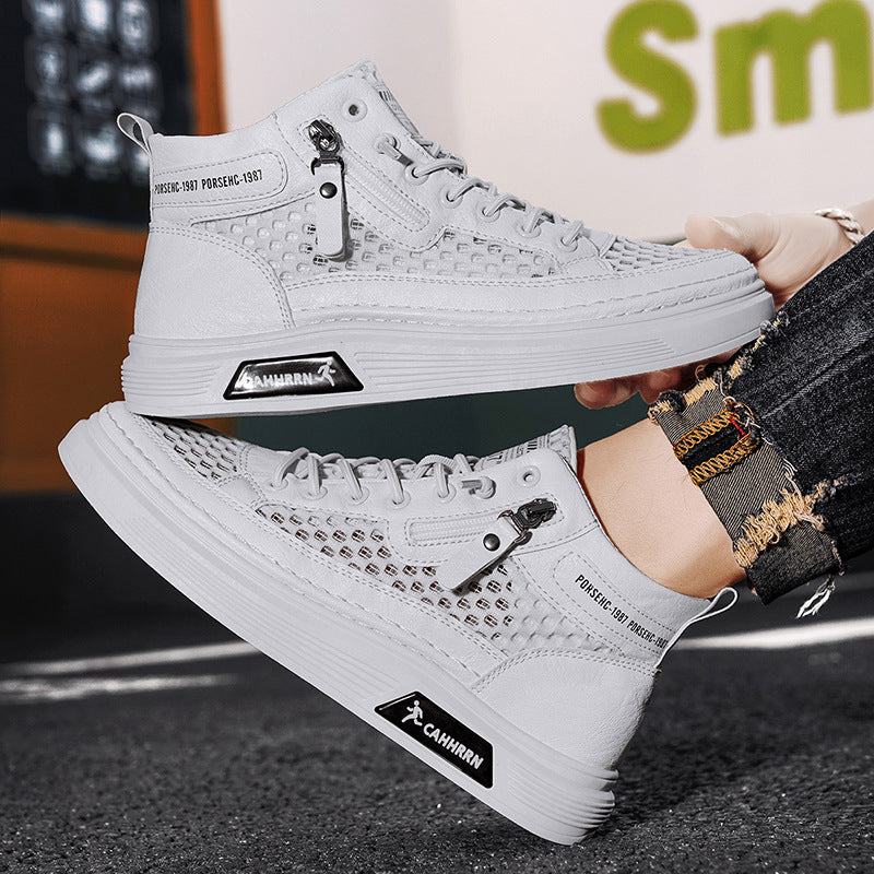 Damen modische High-Top Sneakers mit atmungsaktivem Netzdesign und rutschfester Laufsohle R&B