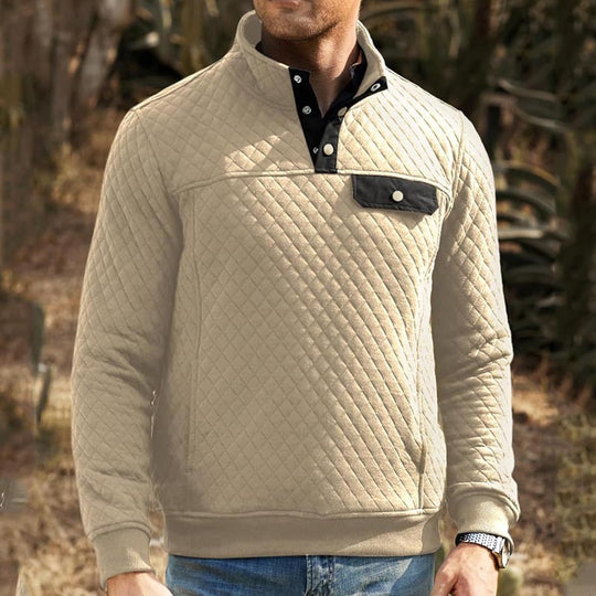Herren Stepppullover mit Brusttasche und kontrastierenden Details R&B