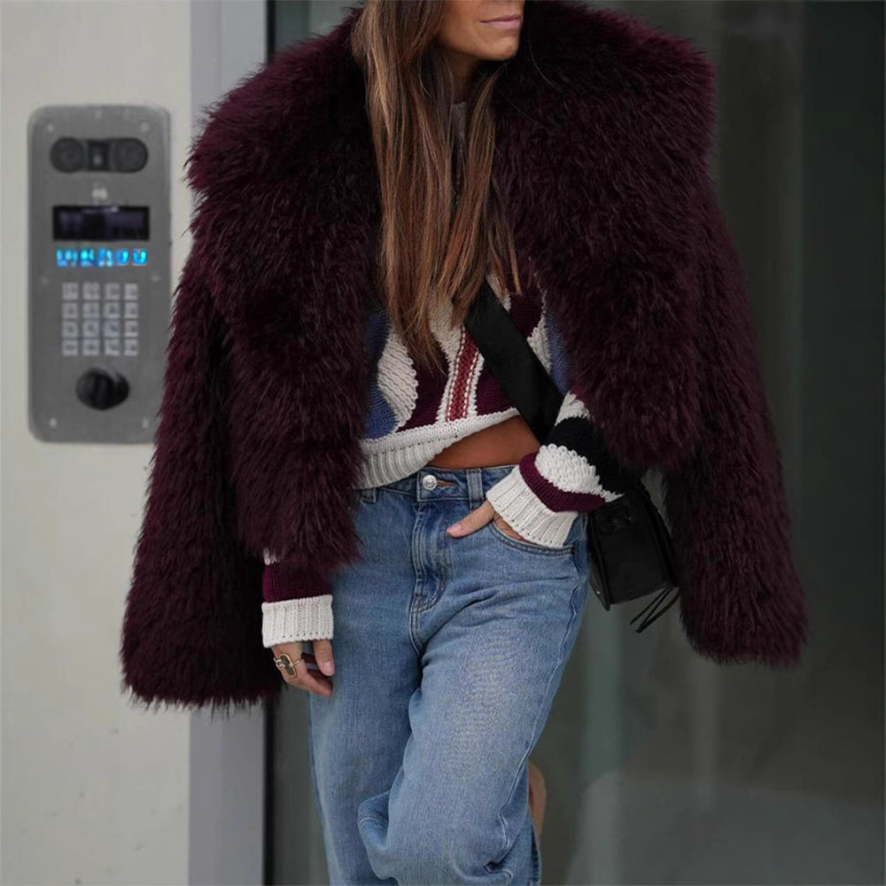 Damen Kunstfellmantel im modischen Oversized-Schnitt R&B