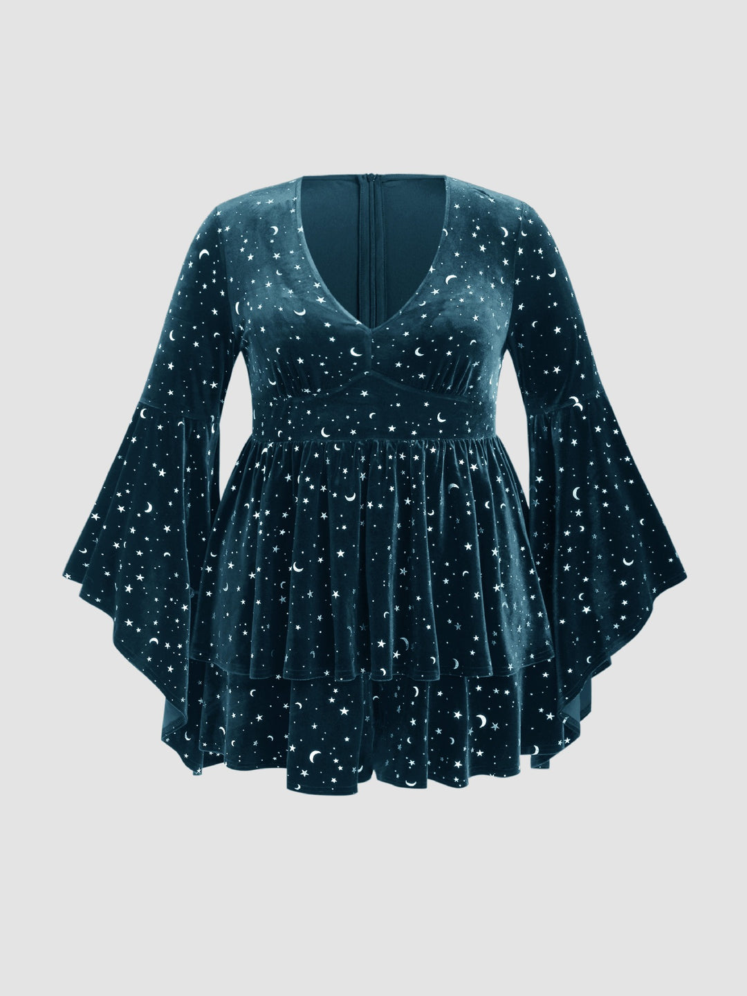 Damen Kurzes Samtkleid mit weitem Rock und aufregendem Sternenprint R&B