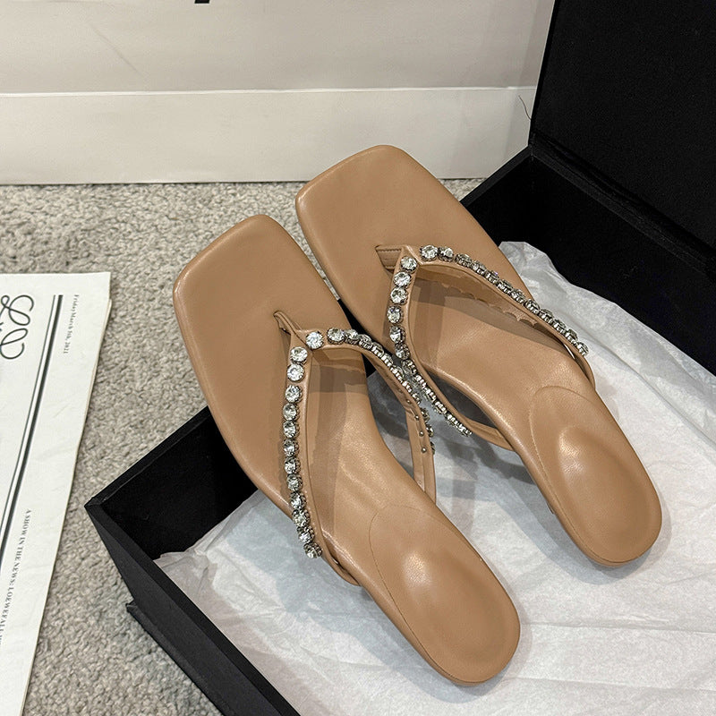 Damen Flip-Flops mit glamourösem Strassbesatz und bequemem Fußbett R&B