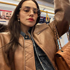 Damen lässige Bomberjacke aus hochwertigem Kunstleder R&B