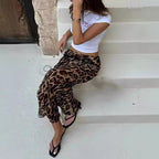 Damen Maxirock im eleganten Animal-Print mit hohem Bund R&B