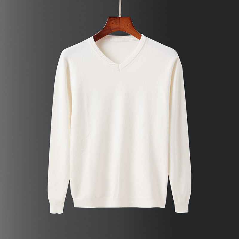 Herren eleganter V-Ausschnitt Pullover aus feiner Wolle R&B