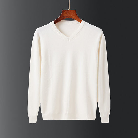 Herren eleganter V-Ausschnitt Pullover aus feiner Wolle R&B