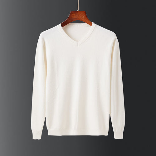 Herren eleganter V-Ausschnitt Pullover aus feiner Wolle R&B