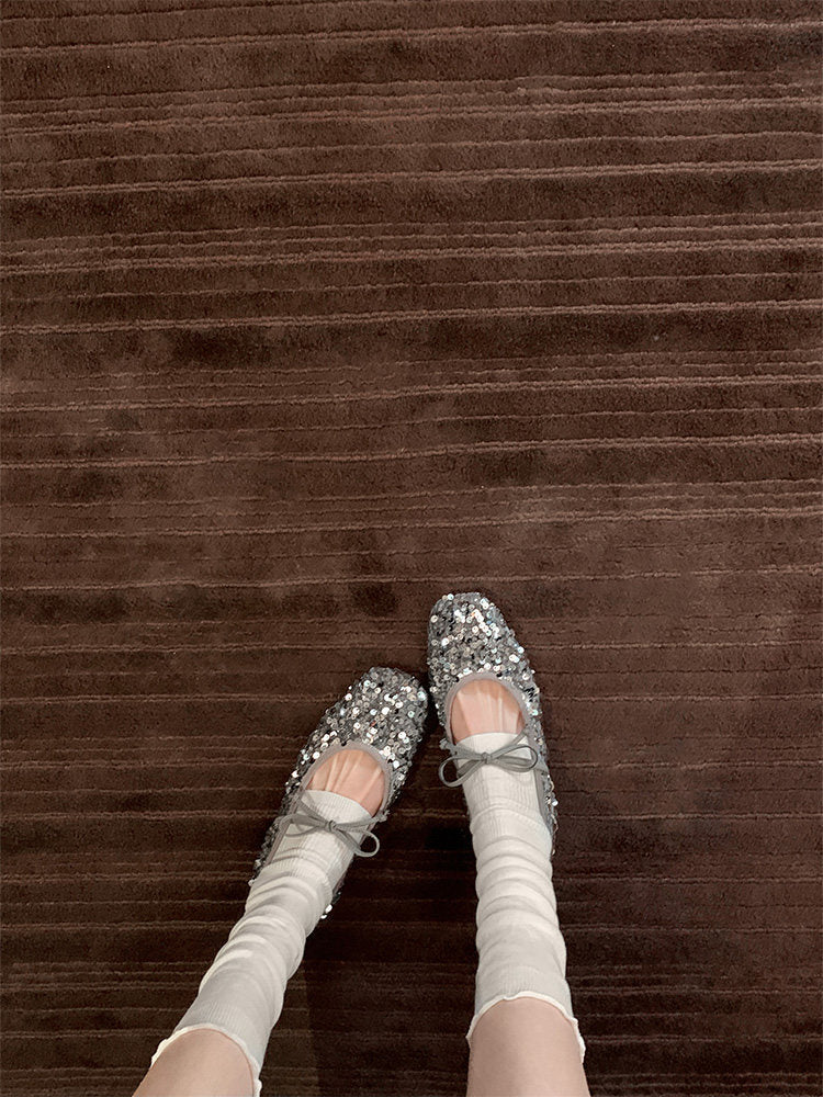 Damen Ballerinas mit glitzerndem Paillettenbesatz und weichem Riemendesign R&B