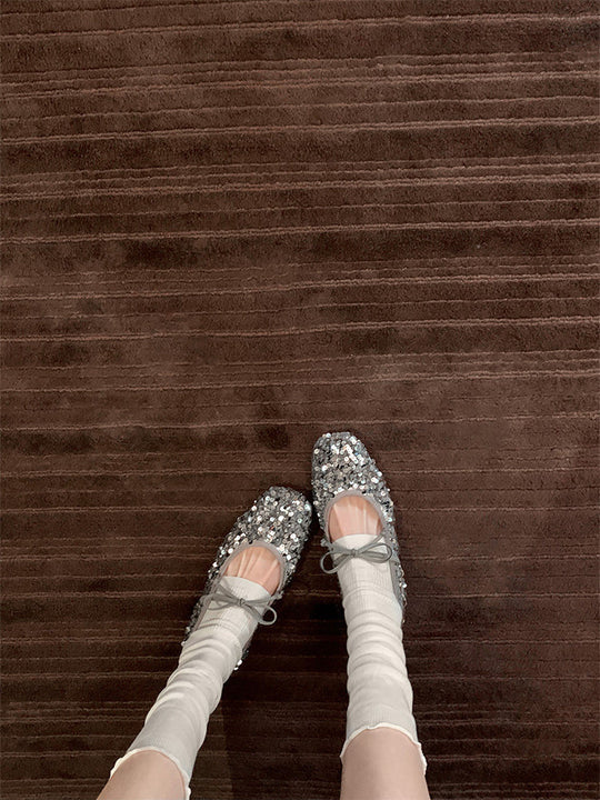 Damen Ballerinas mit glitzerndem Paillettenbesatz und weichem Riemendesign R&B