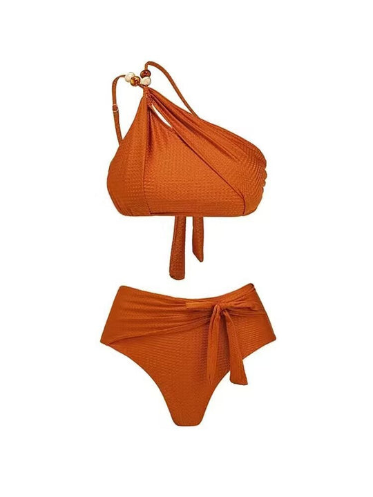 Damen Badeanzug-Set mit asymmetrischem Oberteil und elegantem Sarong R&B