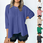 Damen lässiges V-Neck Oberteil mit strukturiertem Design und lockerer Passform R&B