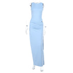 Damen elegantes Maxikleid mit asymmetrischem Design und raffiniertem Tailleneinsatz R&B