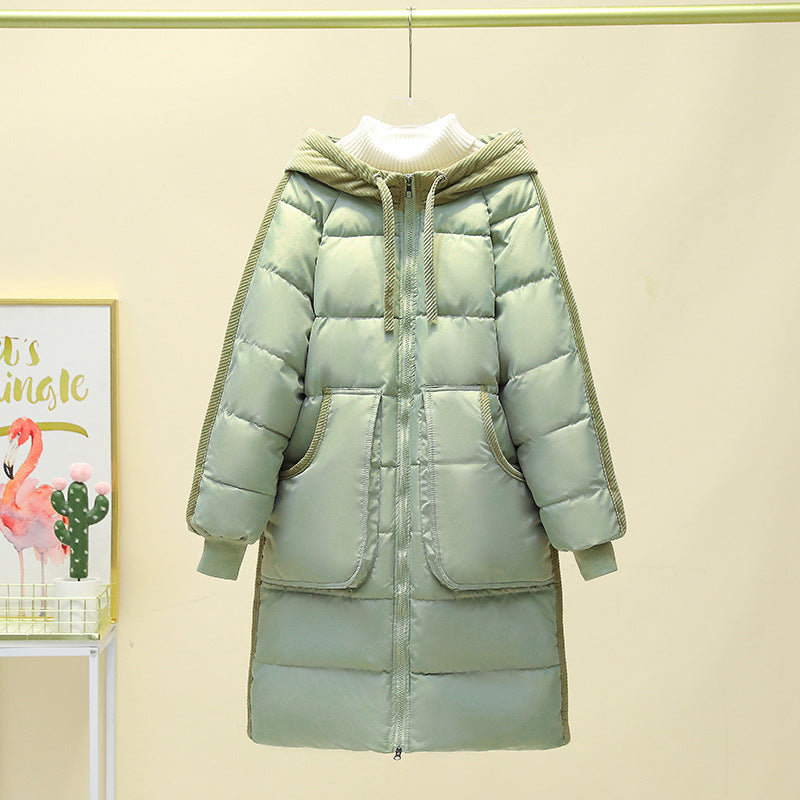 Damen Langer isolierter Pufferparka mit abnehmbarer Kapuze und großen Taschen R&B