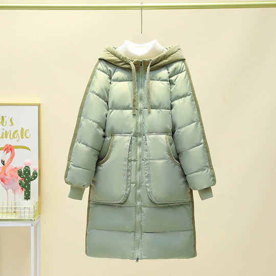 Damen Langer isolierter Pufferparka mit abnehmbarer Kapuze und großen Taschen R&B