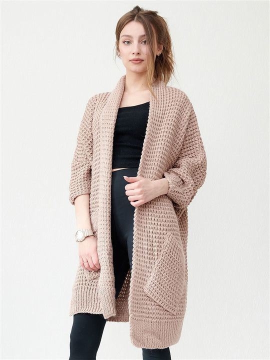 R&B | Strickjacke - Oversized Fit - Offene Vorderseite - Gerippte Kanten - Große Taschen