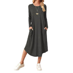 Damen lässiges Maxikleid mit elegantem Schnitt und hohem Saum R&B