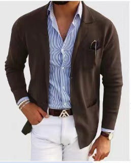 Herren sportlicher Strickblazer mit feiner Struktur und praktischen Taschen R&B