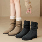 Damen Modische Stiefeletten mit hohem Kragen und seitlichem Reißverschluss R&B