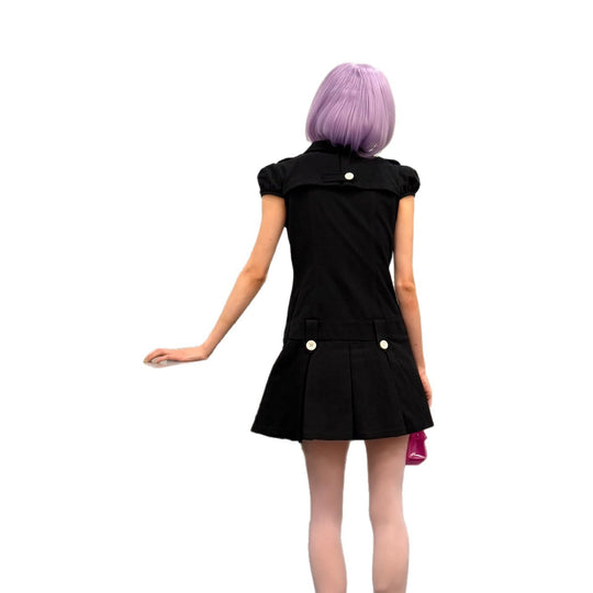 Damen Vintage Kleid mit Knopfdetails R&B