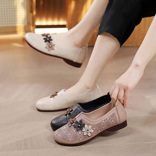 Damen Slip-On Ballerinas mit floralem Dekor und komfortablem Fußbett R&B