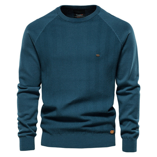 Herren Strickpullover mit elegantem Zickzackmuster und Rundhalsausschnitt R&B