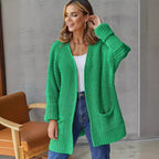 Damen gestrickter Cardigan mit großzügigen Taschen und strukturiertem Design