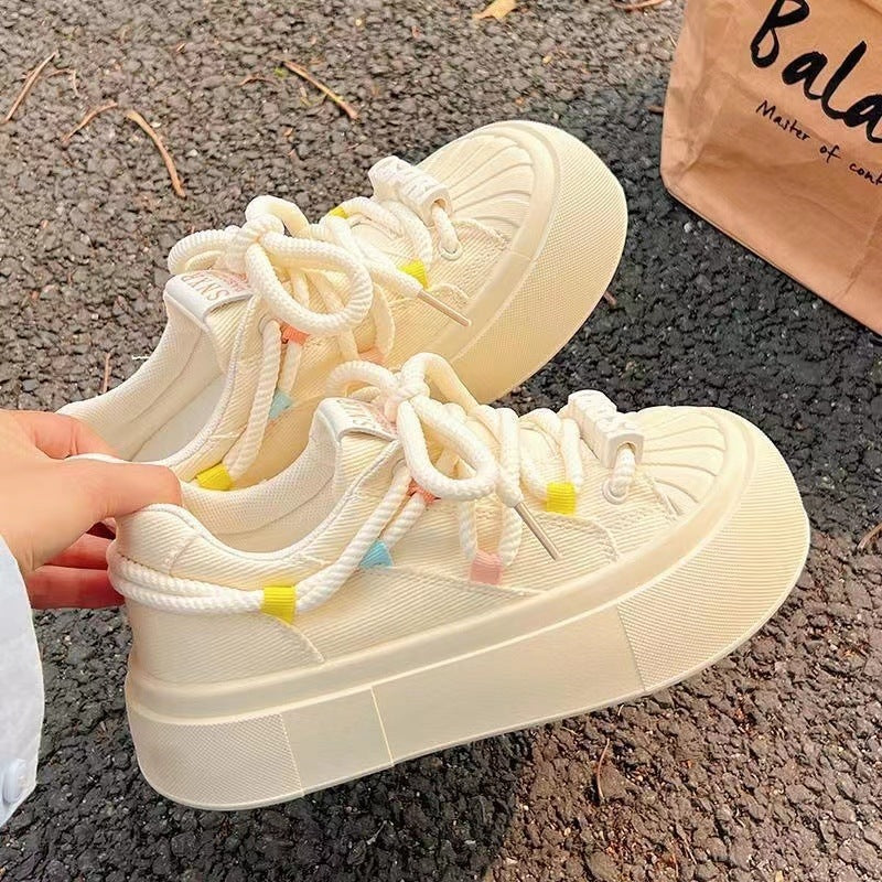Damen Sportliche Freizeit-Sneaker mit elastischen Schnürsenkeln und atmungsaktivem Obermaterial