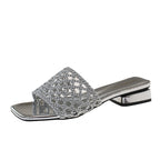 Damen elegante Plateau-Sandalen mit geflochtenem Riemen und komfortablem Blockabsatz EB