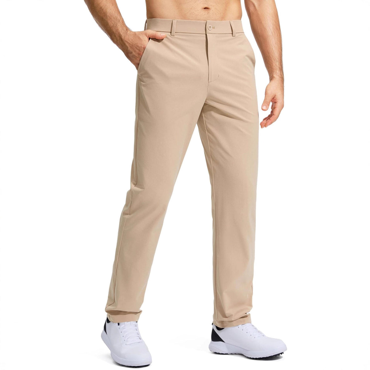 Herren nan elastische Golftwill-Hose mit geradem Schnitt, knitterfreiem Material und verdeckter Reißverschlusstasche R&B
