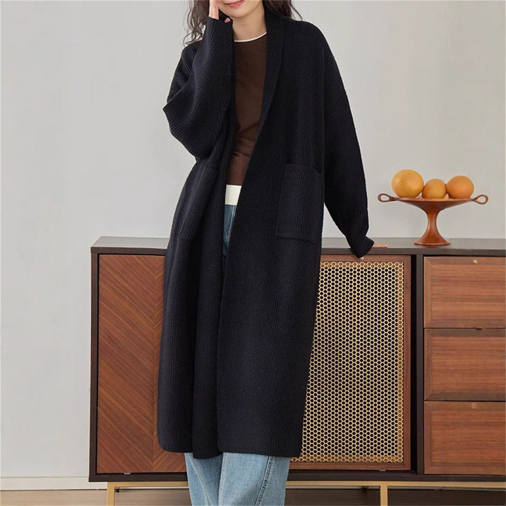 Damen Grob gestrickter Cardigan mit offenen Seiten und praktischen Taschen R&B