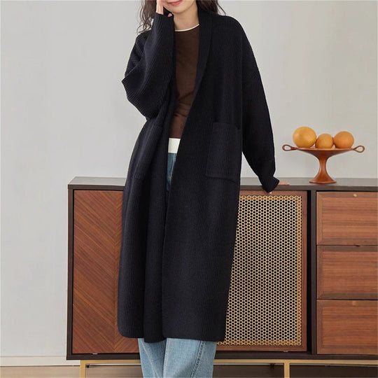 Damen Grob gestrickter Cardigan mit offenen Seiten und praktischen Taschen R&B