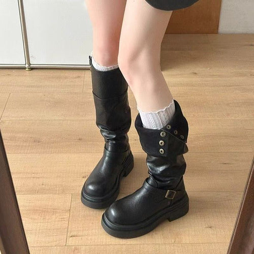 Damen Mode Stiefel mit eleganten Riemen und lässigem Design R&B