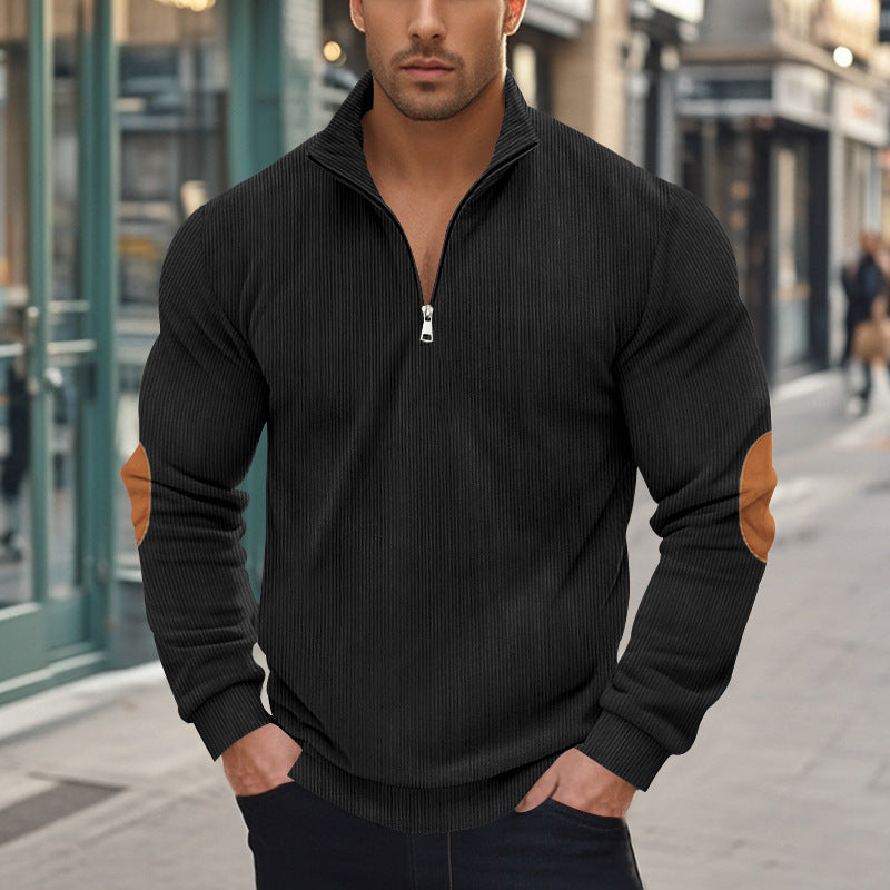 Fleece Pullover Herren sportlich elegant mit Stehkragen