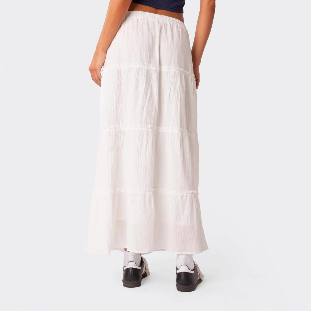 Damen luftiges Crop-Top mit bezauberndem Häkelmuster und schwingendem Saum R&B