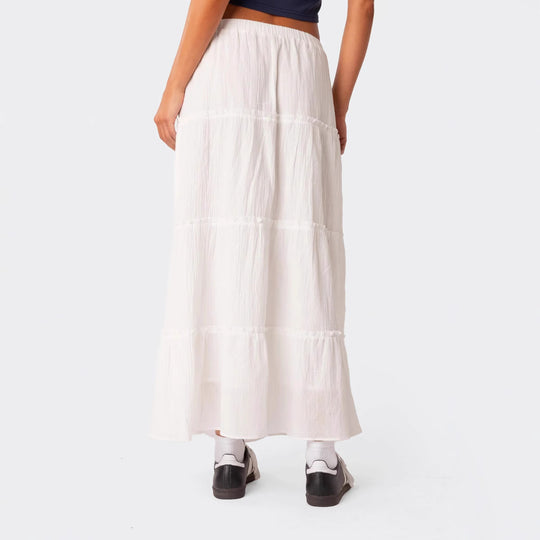 Damen luftiges Crop-Top mit bezauberndem Häkelmuster und schwingendem Saum R&B