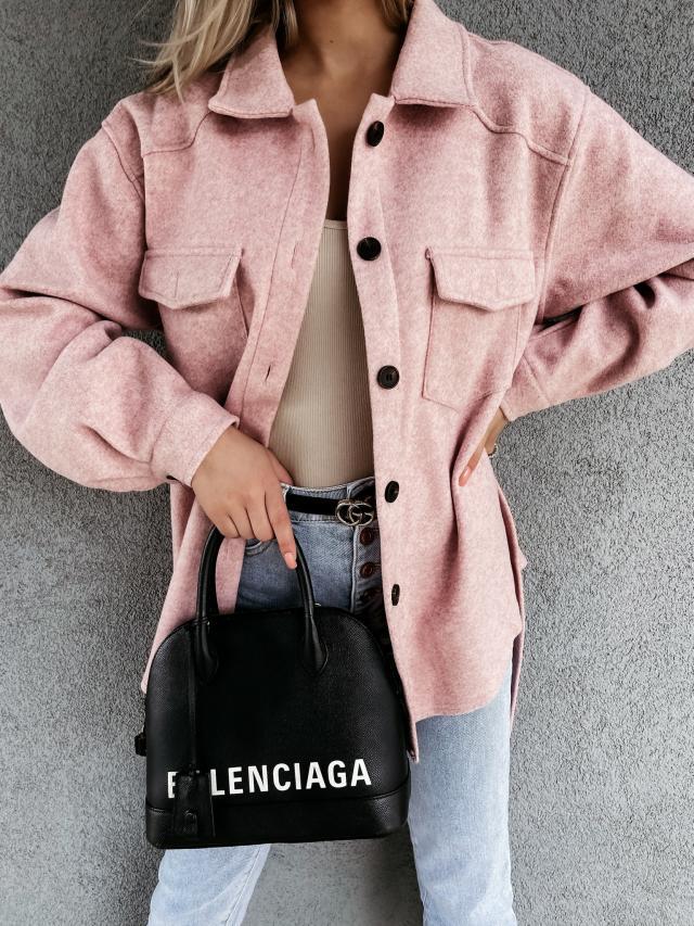 Damen modische Oversized-Jacke mit Gürtel und dekorativen Taschen R&B