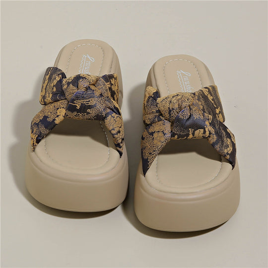 Damen Komfortable Plateau-Sandalen mit modischem Schleifen-Design R&B