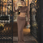 Damen Elegantes Maxikleid mit raffiniertem Cut-Out und hochgeschlossenem Design R&B