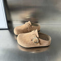 Damen Clogs aus hochwertigem Wildleder mit praktischer Schnallenverzierung R&B