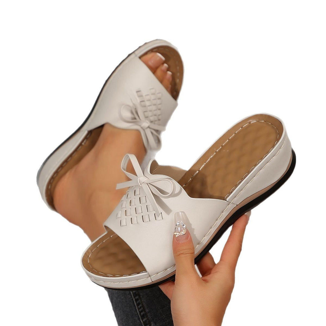 Damen Komfortable Mules mit dekorativem Knoten und geflochtenem Design R&B