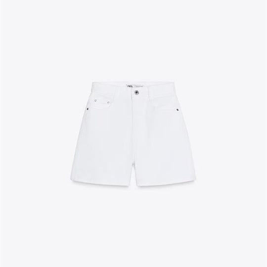 Damen Denim-Shorts im lässigen Schnitt mit hoher Taille und praktischen Taschen R&B
